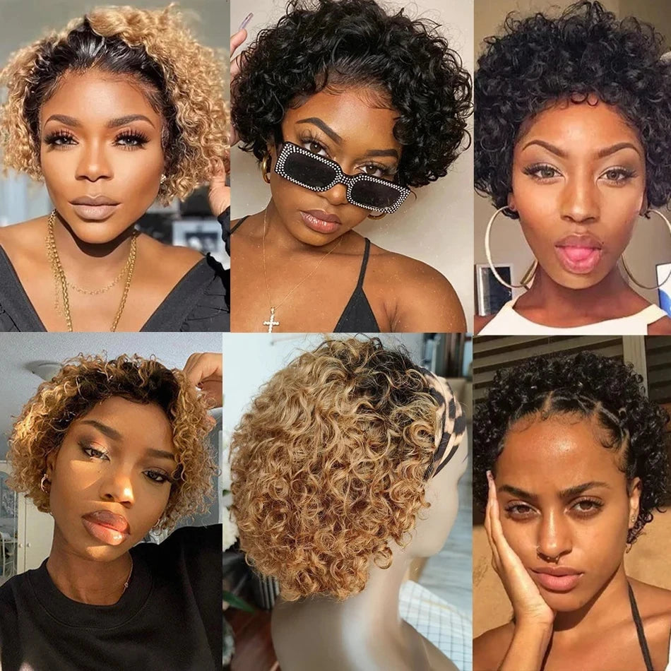 Pixie Cut Wigs 13x2 Lace Frontal Wigs Human Hair Short Kinky Curly Bob Human Hair Wigs For Women Lace Front Human Hair Wigs