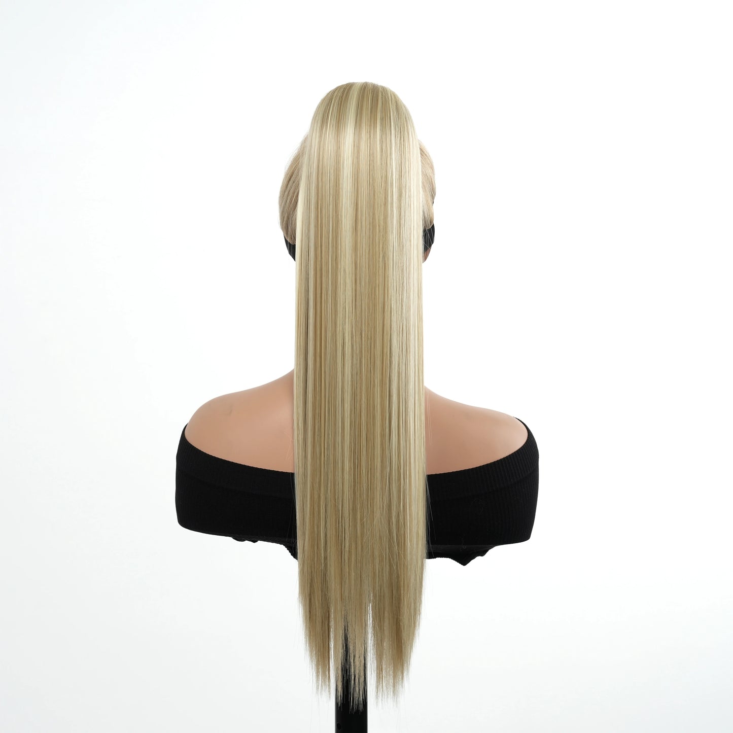 Synthetic Hair Chip-in Hair Extension Pony Tail Wig Heat-Resistant Straight Hair With Ponytail Wig 20Inch Long Black Brown Ombr3