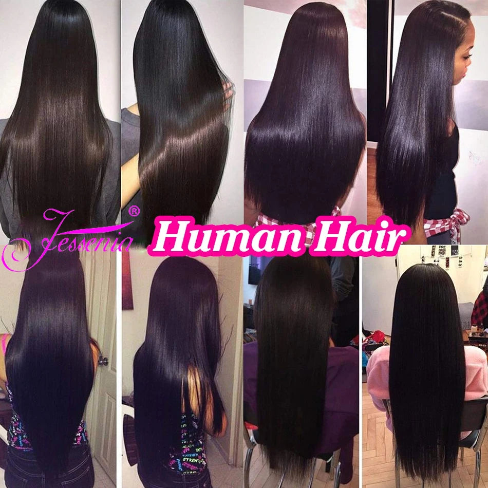 12A Raw Straight Virgin Hair Bundles With HD Frontals Meche Bresilienne Brazilian Born Straight Human Hair 3 Bundle With Closure