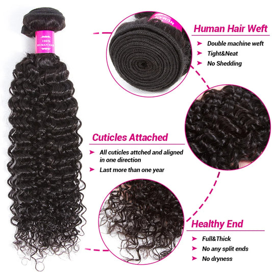 22 24 inch Curly Hair Bundles 100% Human Hair Bundles With 4x4 Lace Closure Thick Brazilian Remy Deep Curly Bundles With Closure