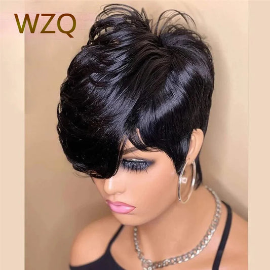Short Bob Wig Pixie Cut Straight Human Hair Wigs For Women Natural Color Human Hair Accessories Glueless Wig Ready To Wear Sale