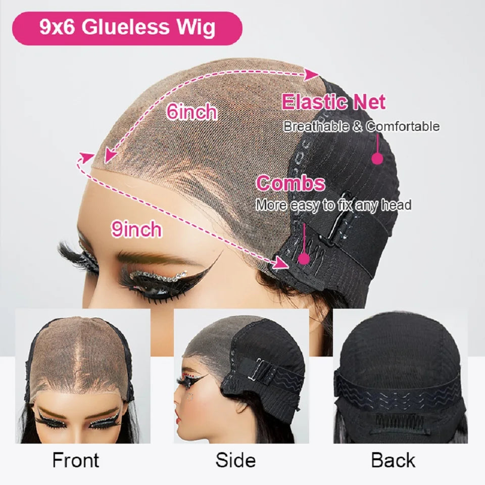 250 Density Dark Burgundy 9x6 Glueless Wigs Human Hair Ready To Wear Brazilian Colored Layer Cut Body Wave Wig Pre Cut Lace