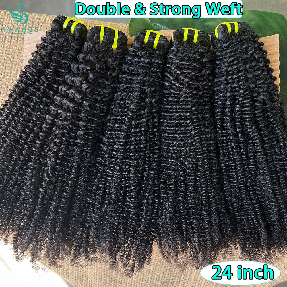 SWANEE Kinky Curly Human Hair Bundle 100% Natural Black Color Double Weft Vietnamese for Curly Bundles Human Hair Extensions