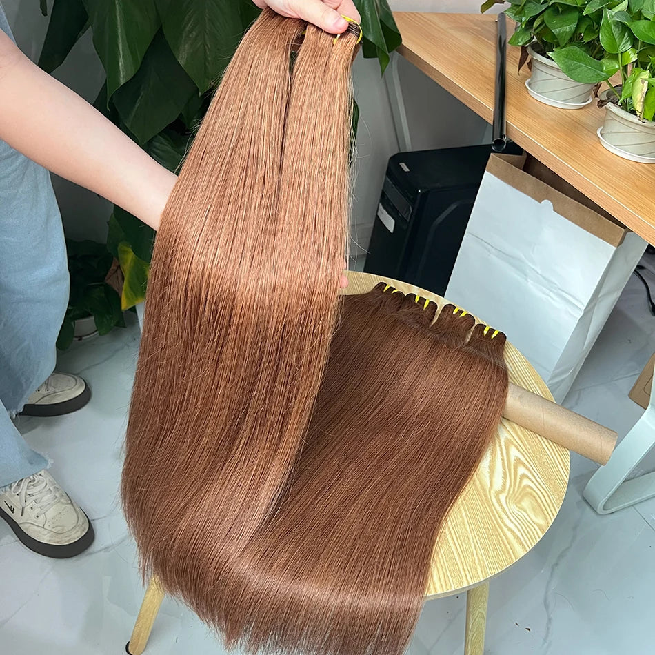 #27 #30 Colored Honey Blonde Straight Human Hair Bundles 16-30 Inch 100% Unprocessed Raw Human Hair Extensions Weave For Women