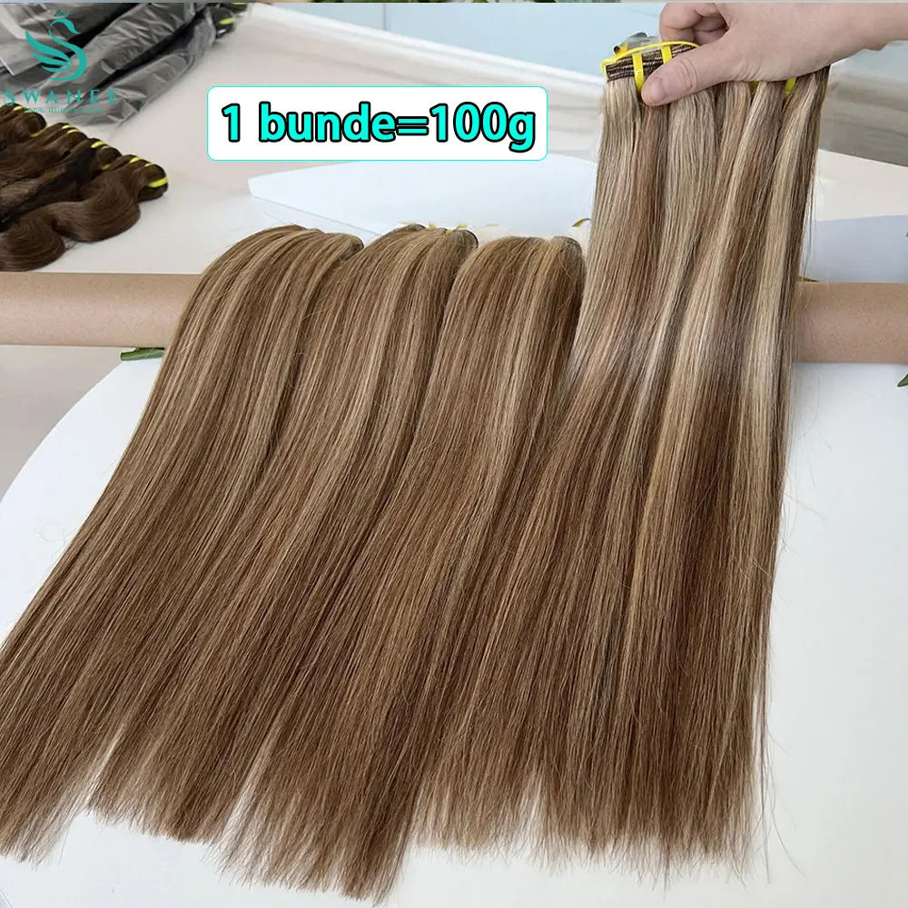 SWANEE P4/27 Highlight Bone Straight Bundles Double Weft Vietnamese Human Hair Weave Bundles Remy Human Hair Extensions
