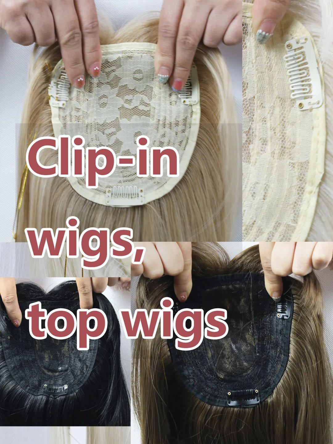 22 inch top wig block hairpiece wig piece with clip ladies wig heat resistant fiber suitable for beginners daily wear