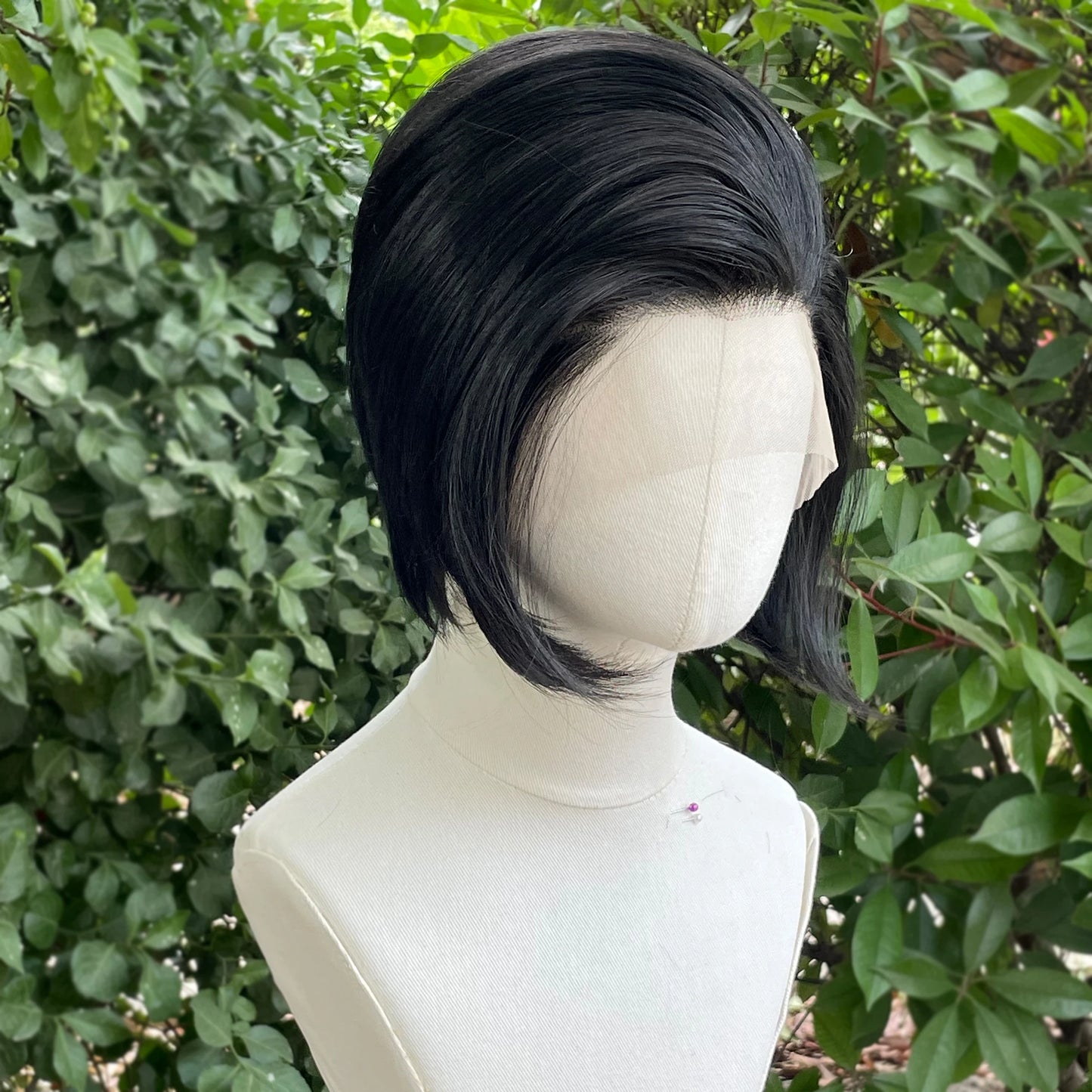 #1 Jet Black Short Bob Cut Synthetic Lace Front Wig for Women Cosplay Wig for Men Natural Hairline Glueless 13x4 Lace Front Wigs
