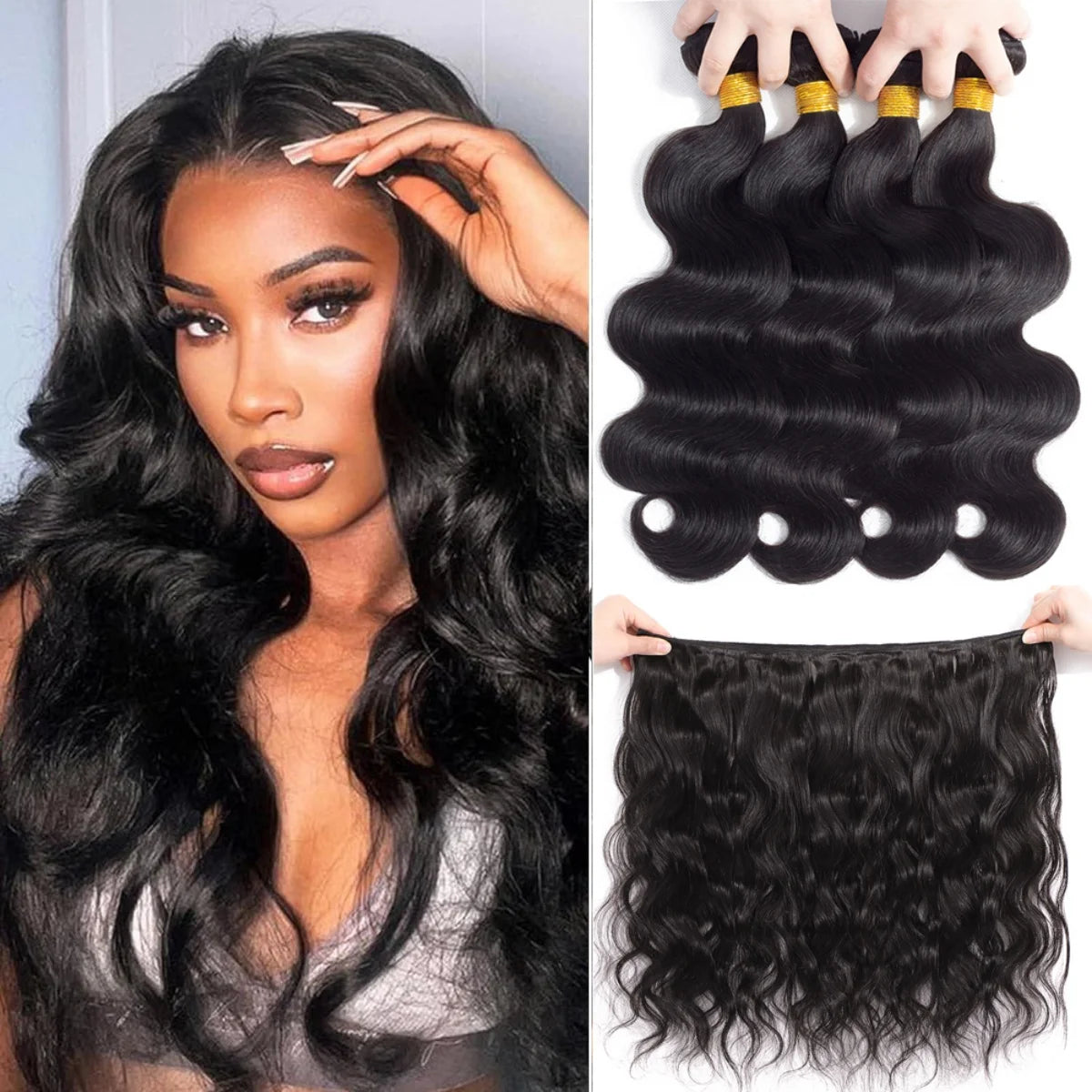 12A Body Wave Human Hair Bundles Ombre Colored 1/3/4 Bundles Human Hair 100% Unprocessed Virgin Brazilian Hair Weave Extensions