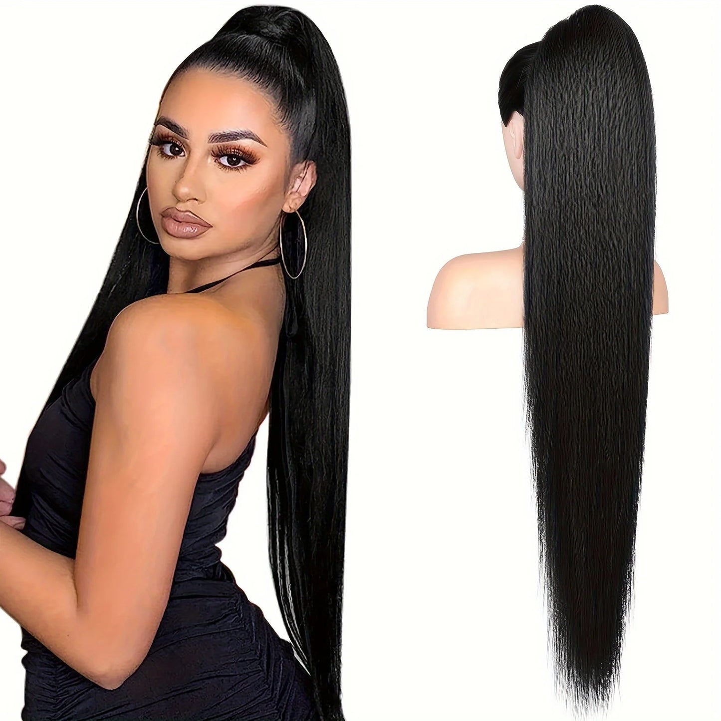 36 inch Long Ponytail Hair Extensions Drawstring Ponytail Synthetic Ponytail Soft Clip-In Hair Extensions Ponytail Women's