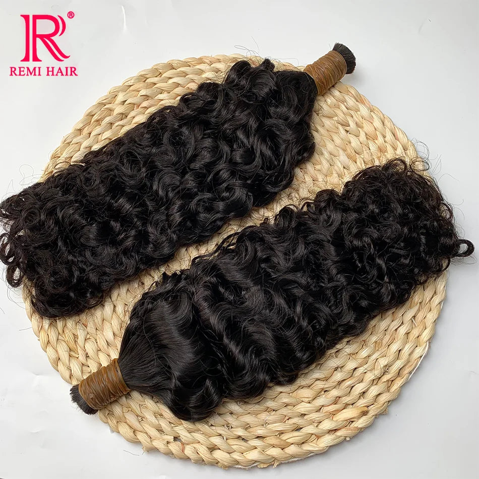 100% Real Human Hair Bulk No Weft Curly Vietnamese Human Hair Extensions Water Wave Weaving Hair for Women Hair Braiding
