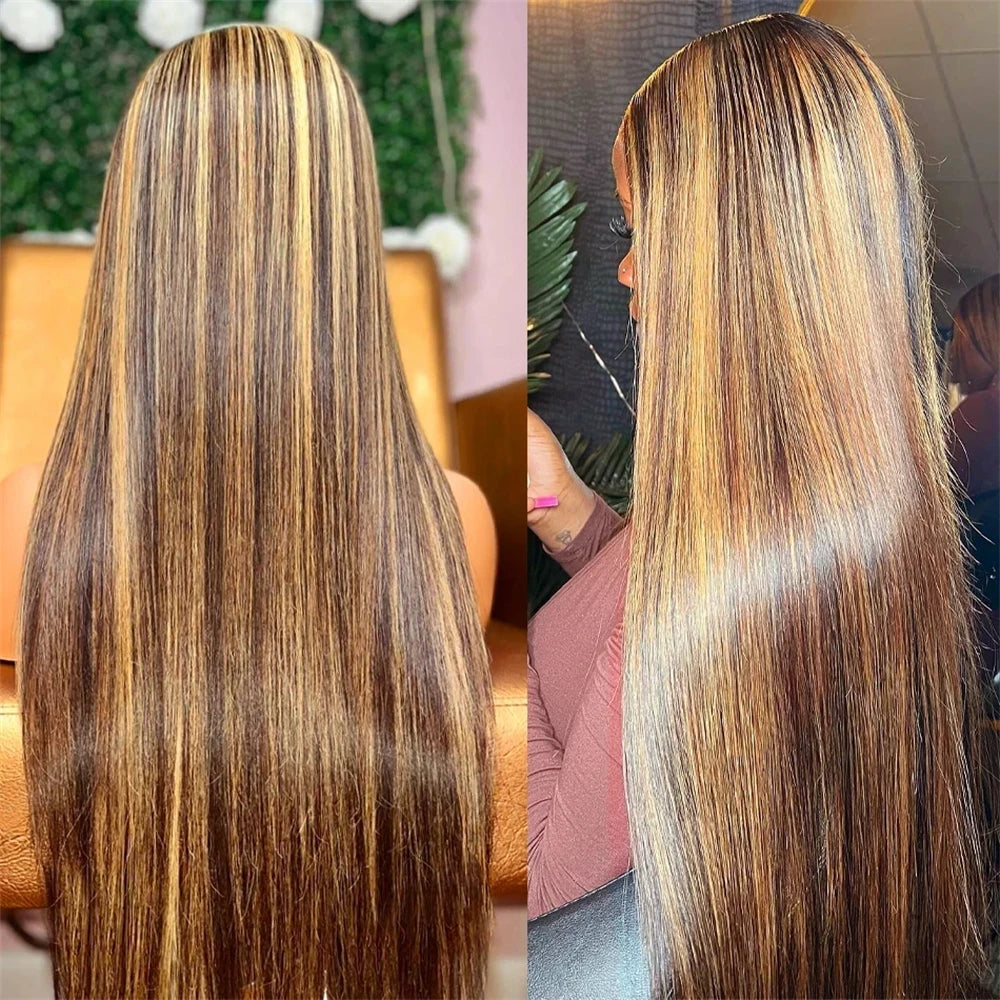 12A Highlight Bundles Straight Human Hair Bundles P4/27 Colored Ombre Honey Blonde Bundles Brazilian Hair Extensions Hair Weaves