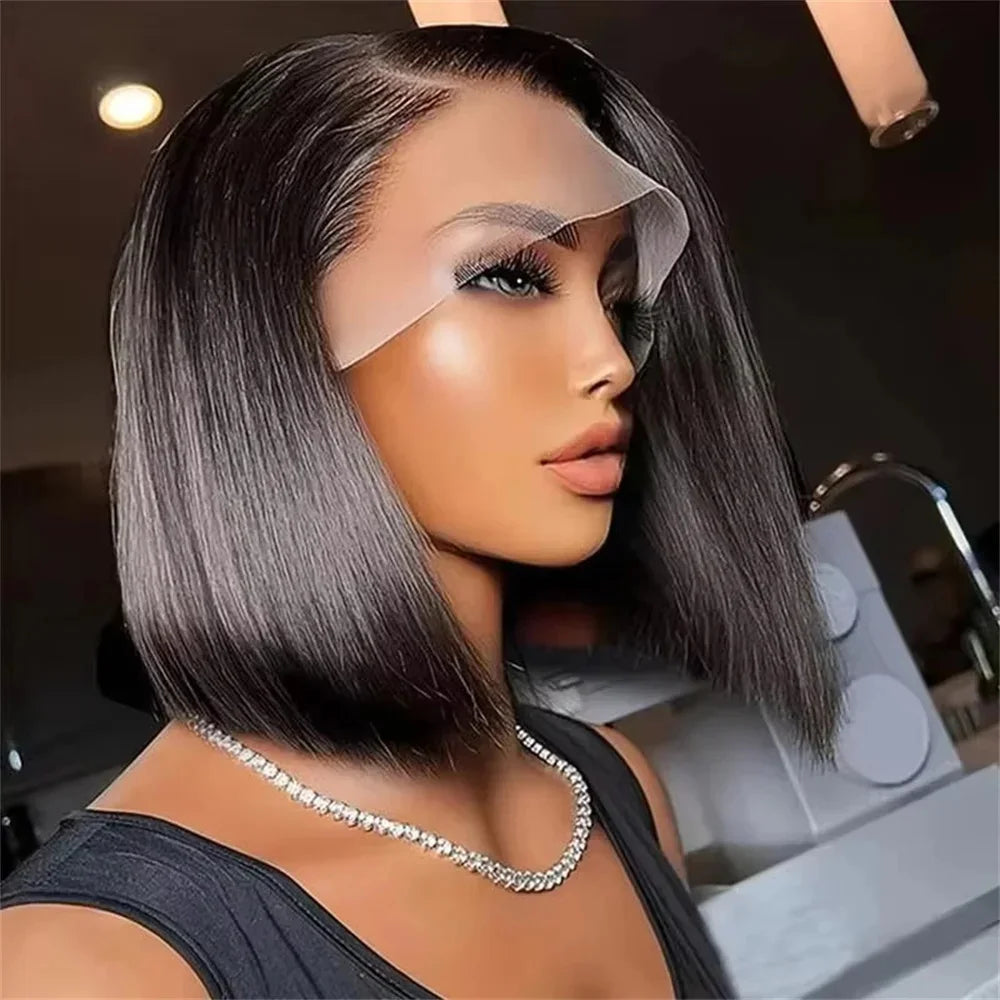 Bob Wig Human Hair Glueless 13x6 Lace Front Wigs Human Hair 100% Human Hair Wigs Transparent 13X4 Straight Lace Frontal Bob Wigs