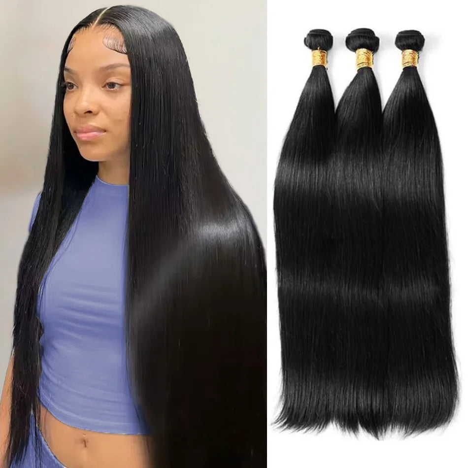 Straight Human Hair Bundles Brazilian Hair Bundle 100% Human Hairs 10-32 Inch Natural Color For Black Women Remy Hair Extensions