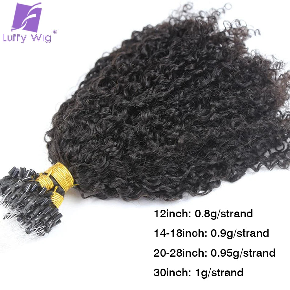 Afro Kinky Curly Micro Loop Extensions Full End Micro Loop Ring Human Hair Extensions Burmese Remy Microlinks Hair Extensions
