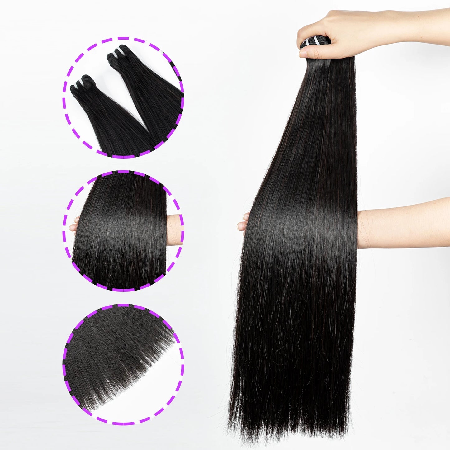 16A Double Drawn Bone Straight Raw Vietnamese Human Hair Bundles 24 26inch 100% Unprocessed Raw Virgin Hair Extensions for Women