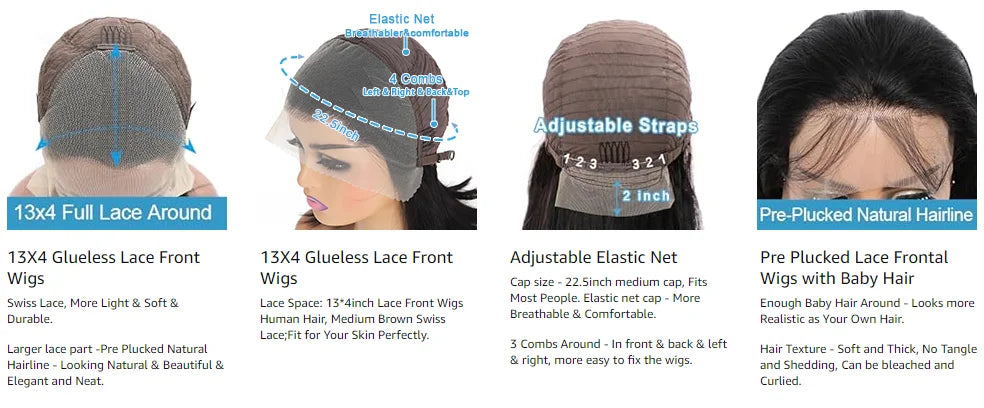 Glueless Bob Hair Wig Human Hair Ready To Wear Straight Transprent 13x4 Lace Closure Wigs For Women Glueless Wigs Human Hair
