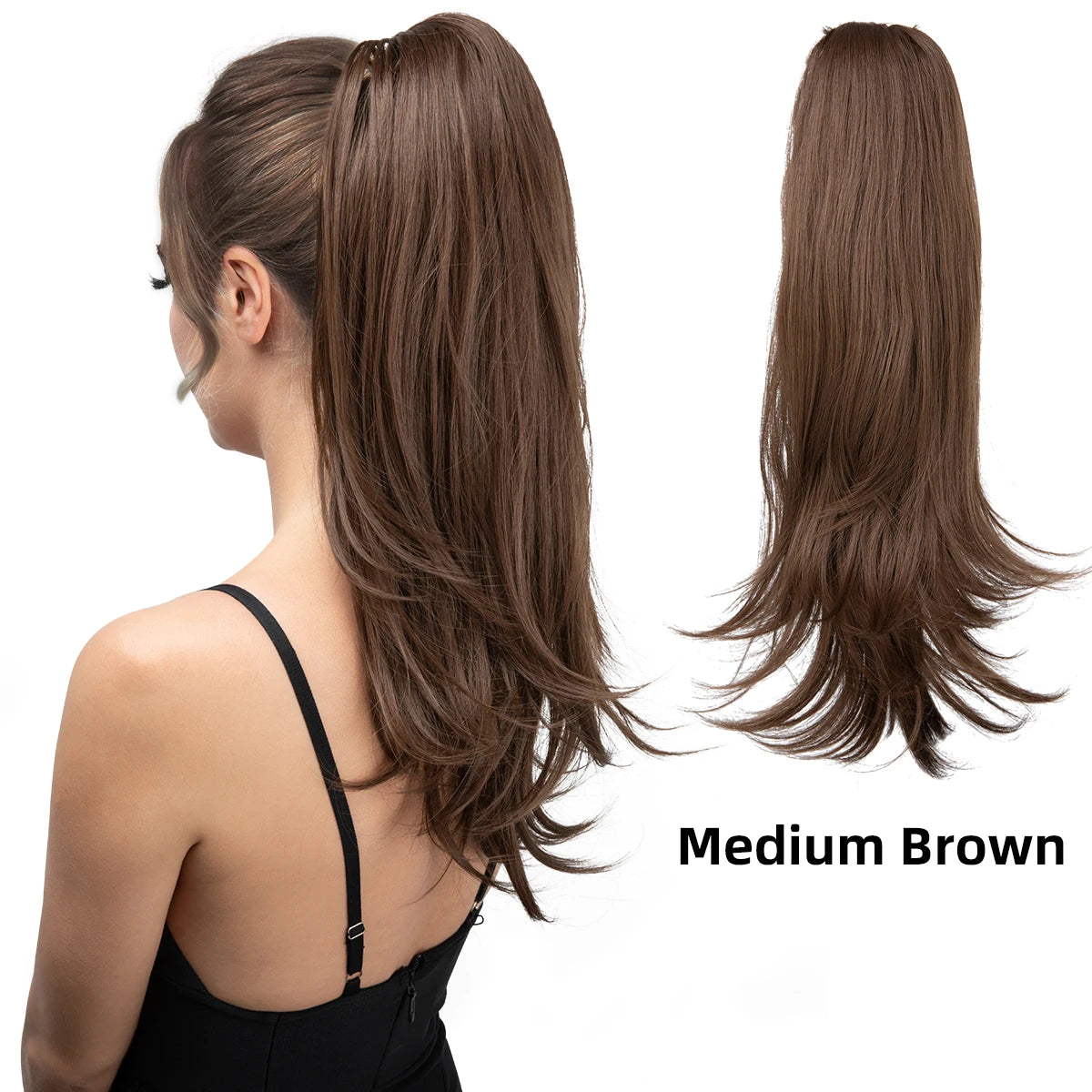 SARLA Premium Synthetic Claw Clip In Ponytail Hair Extensions Long Hairpiece Silky  Straight Fake Pigtail With Band For Women