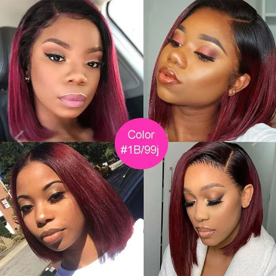 1b 99j Burgundy Human Hair Bundles Ombre Wine Red Bone Straight Human Hair 1/3 /4 Pcs Colored Brazilian Virgin Hair Extensions