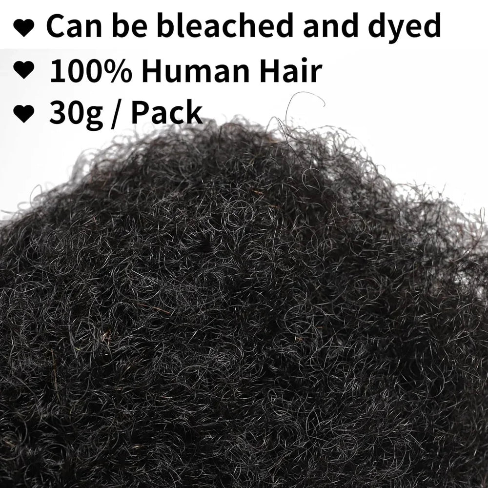 Afro Kinky Bulk Human Hair Extensions 1B# 30g/pcs Brazilian Human hair for Dreadlocks Crochet Repair Locs