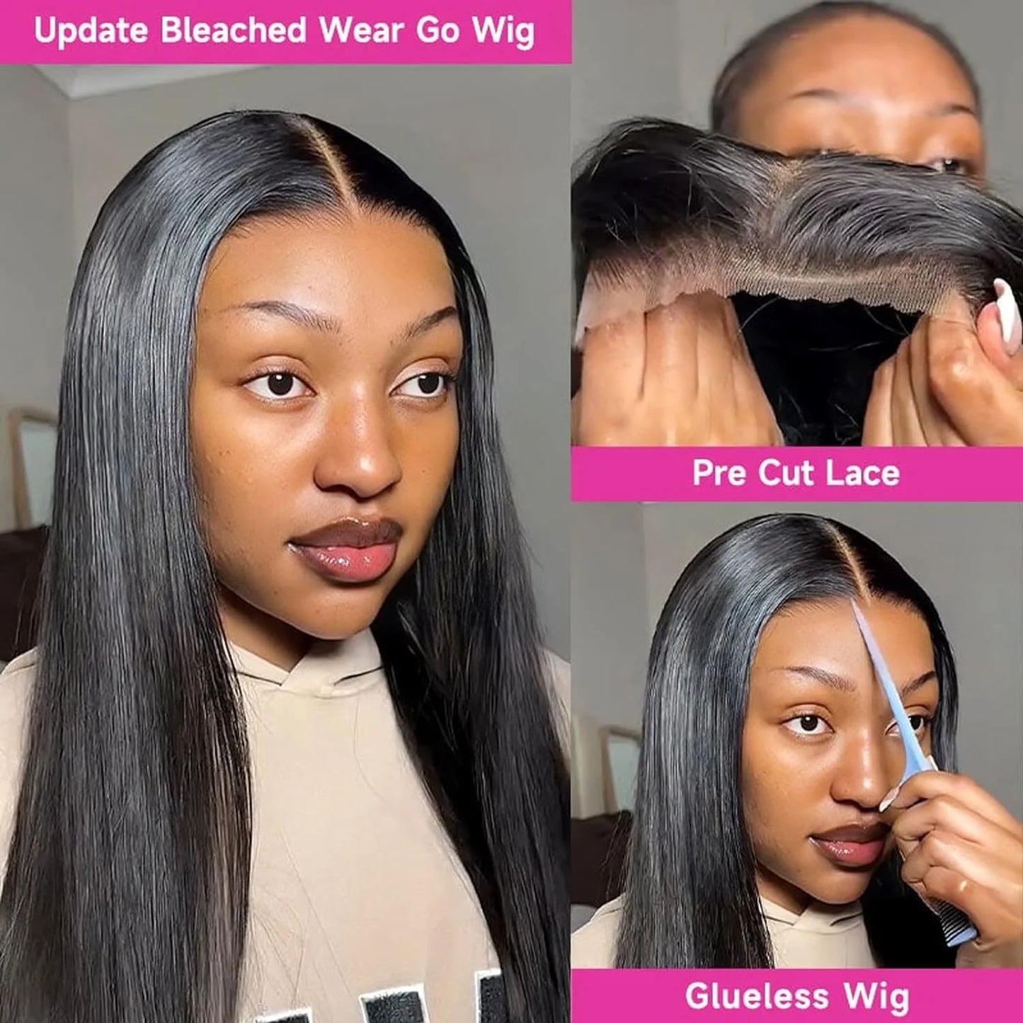 Wear And Go 6x4 Bone Straight Glueless Wig Human Hair Ready To Wear Brazilian 9x6 7x5 Lace Closure Wigs For Women Preplucked