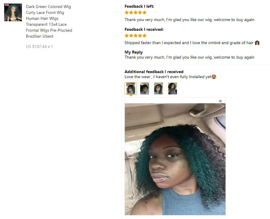 Ubest 13X6 Transparent Lace Front Wigs Curly 100％ Human Hair Ombre Dark Green Colored 5X5 Lace Closure Wig Pre Plucked For Women