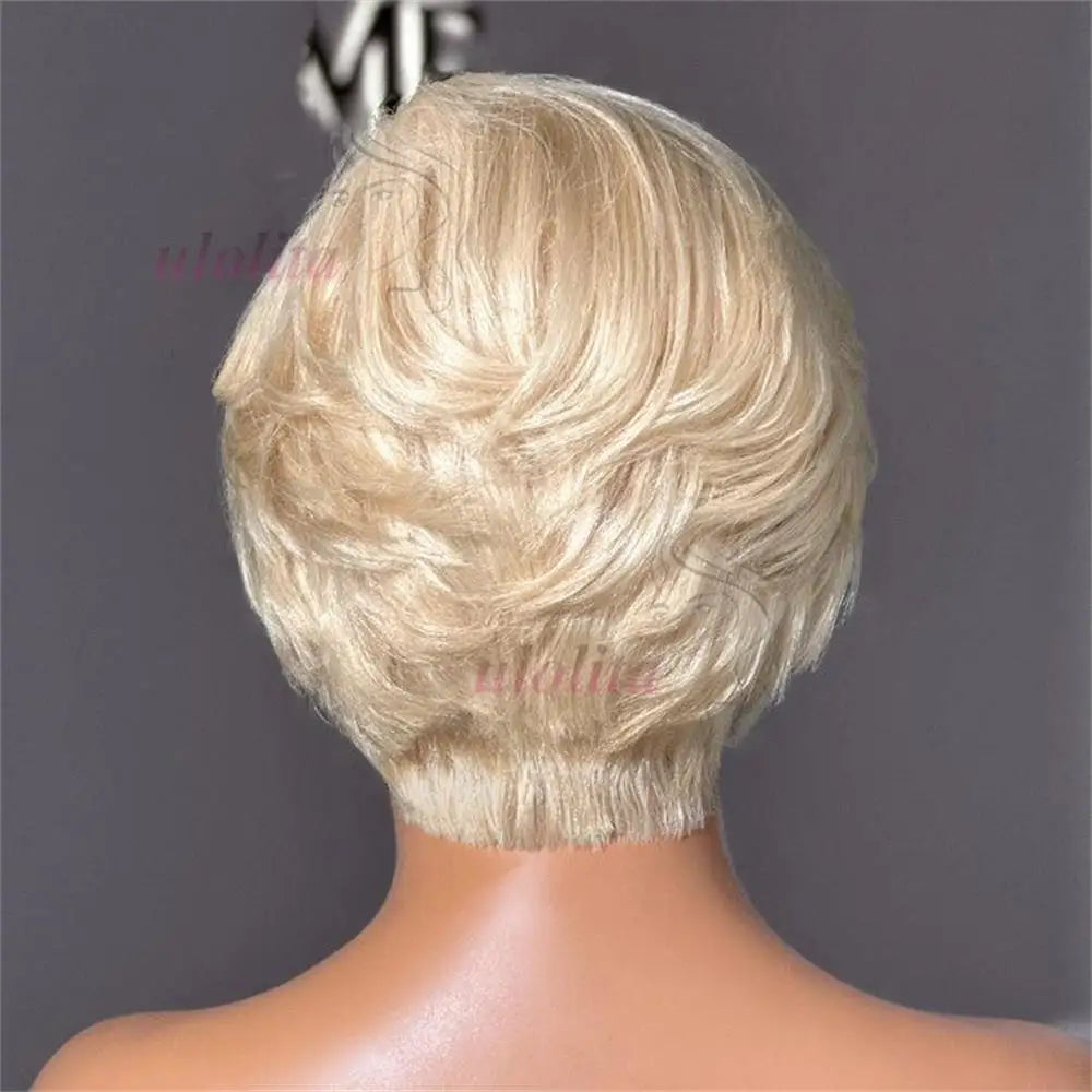 Pixie Cut Wig Brazilian 613 blonde Straight Side Part Wig 13x4 Short Bob HD Transparent Lace Front Human Hair Wig For Women