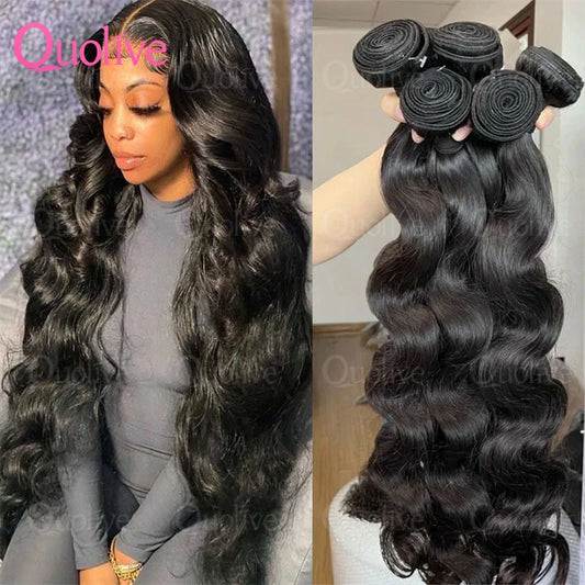 Bundles Brazilian Hair Body Wave Weave Bundles Human Hair 30 Inch Bundles Natural Black Hair Extensions 1 3 4 Bundles Pieces