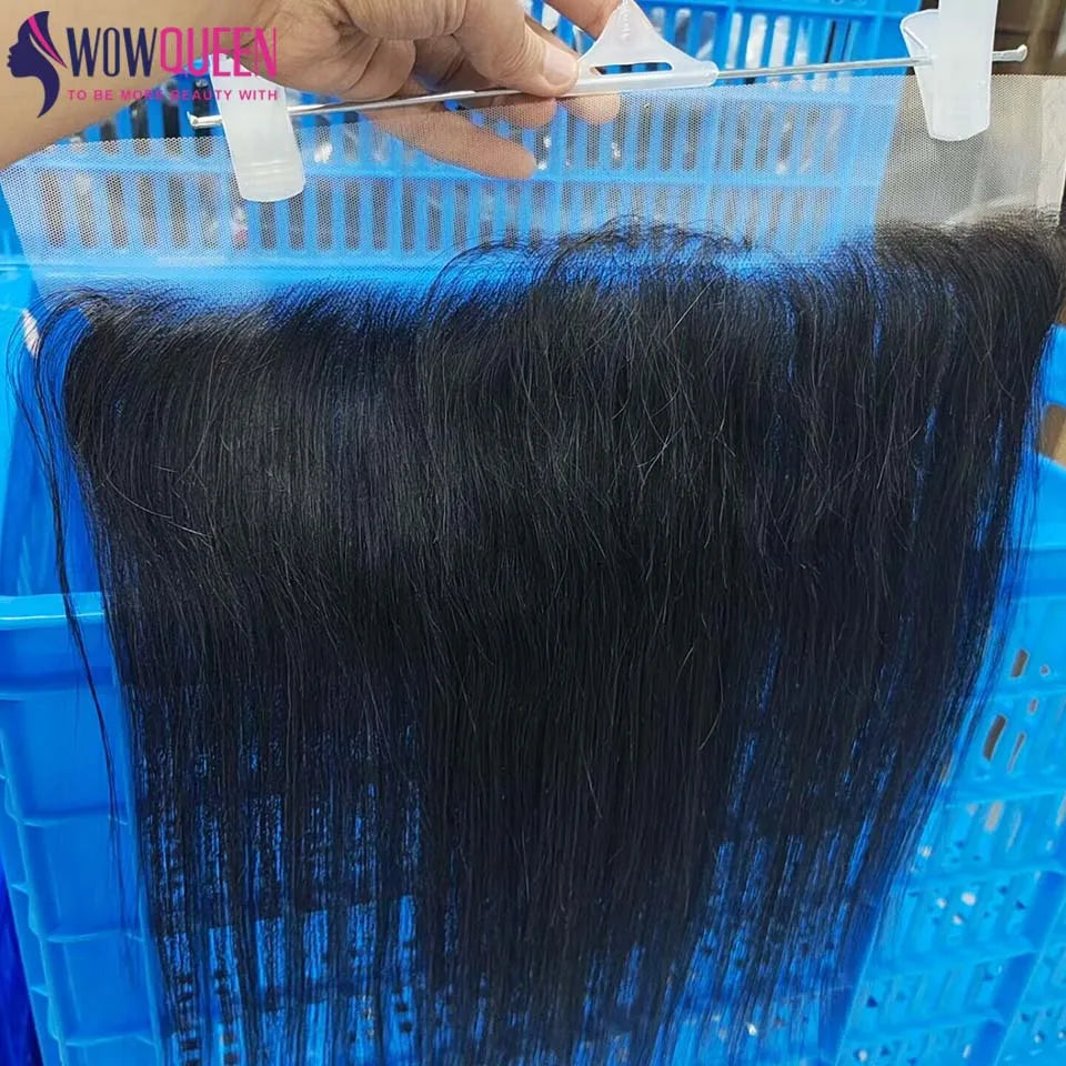 Straight Human Hair Bundles with 13x4 Transparent Lace Frontal Closure And Bundle 100% Human Hair Weave 3/4 Bundles Deal