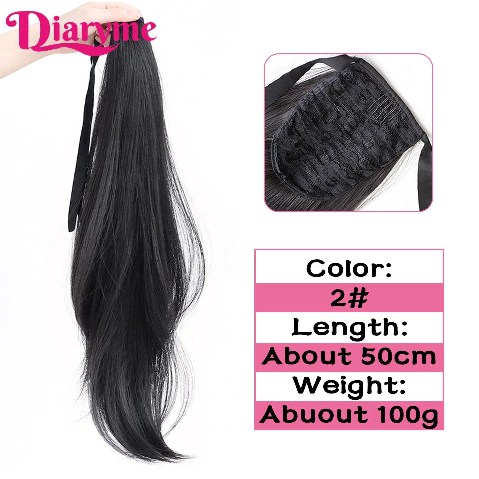 Synthetic Hairpiece Long Ponytail Hair Extensions Black Brown Wigs For Women Heat Reistan Pony Tail Fake Hair Clip In Ponytail
