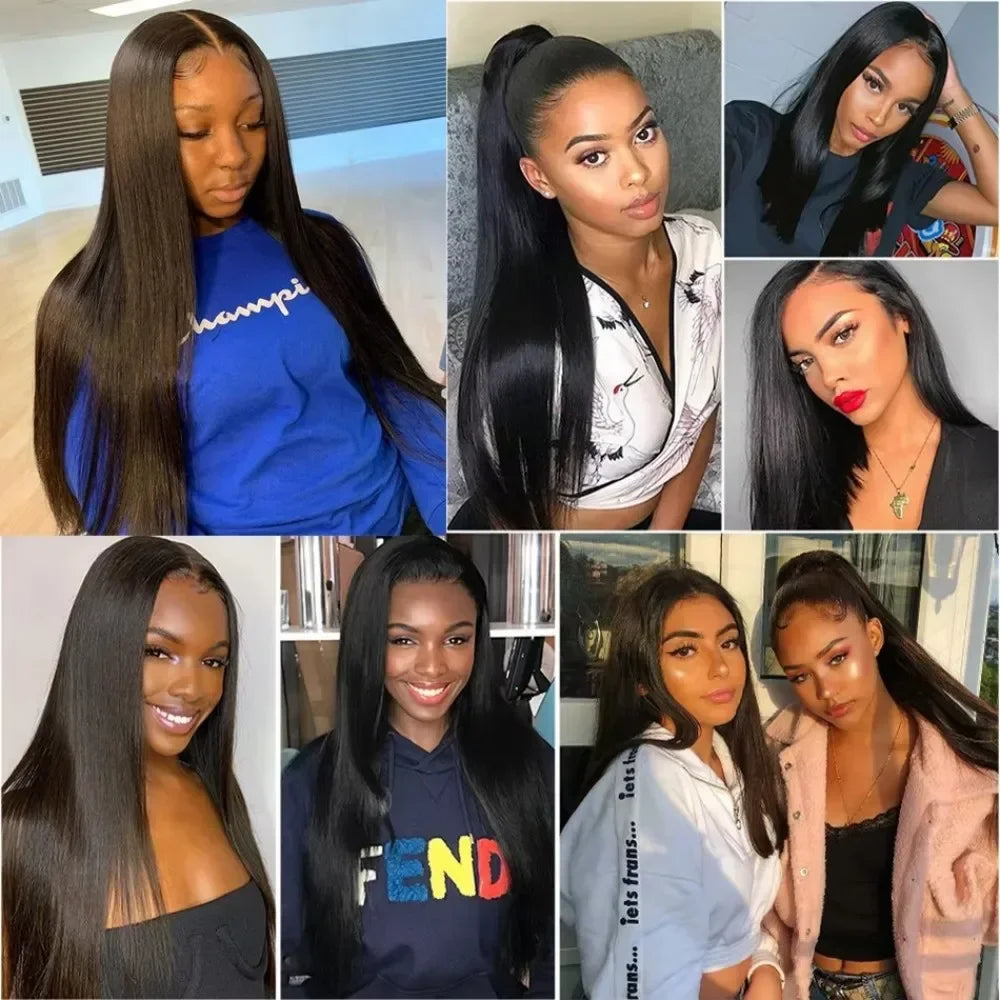 28 30 36 40 Inch Bone Straight 100% Real Human Hair Straight Human Hair Bundles Raw Hair Bundles Brazilian Hair Weave Extensions
