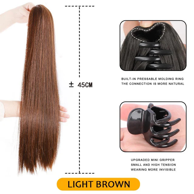 18Inch Synthetic Straight Claw Clip On Ponytail Hair Extension  Ponytail Extension Hair For Women Pony Tail Hair Hairpiece