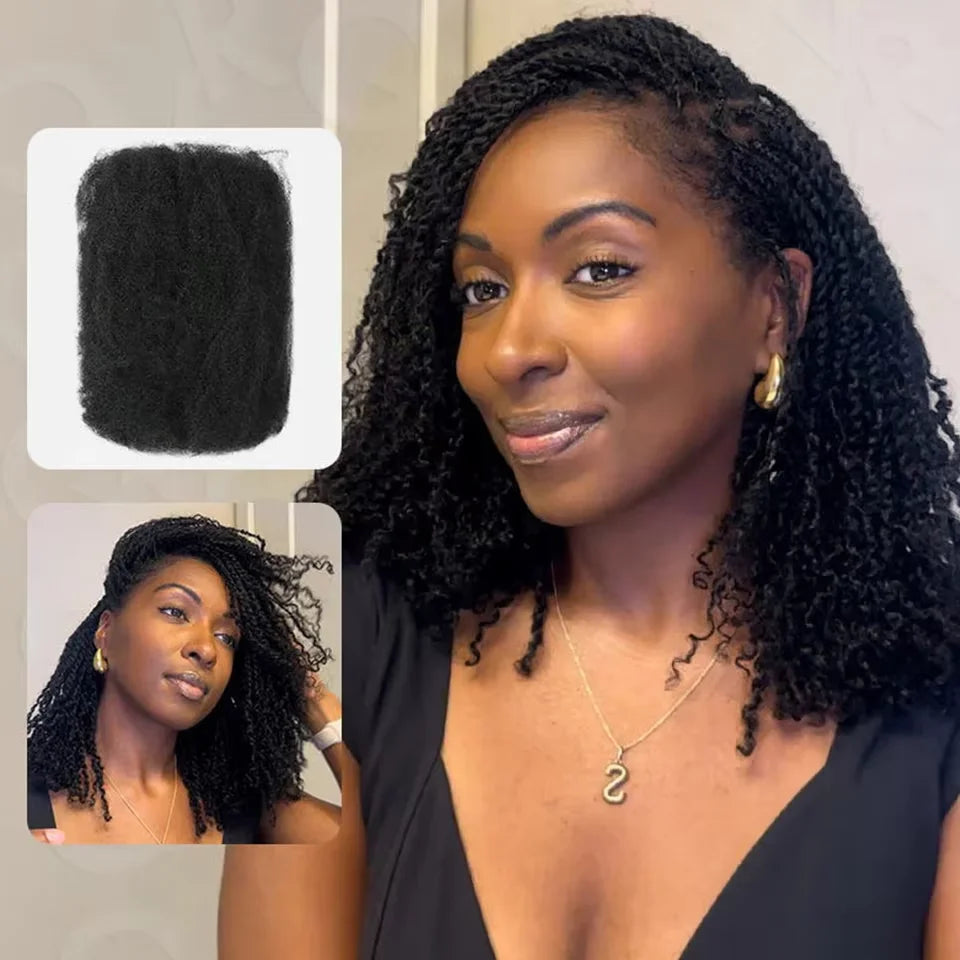 Sleek Afro Kinky Bulk Human Hair Extensions US Local Shipping Natural Black/Brown Lightweight for Braiding Styling Everyday Wear
