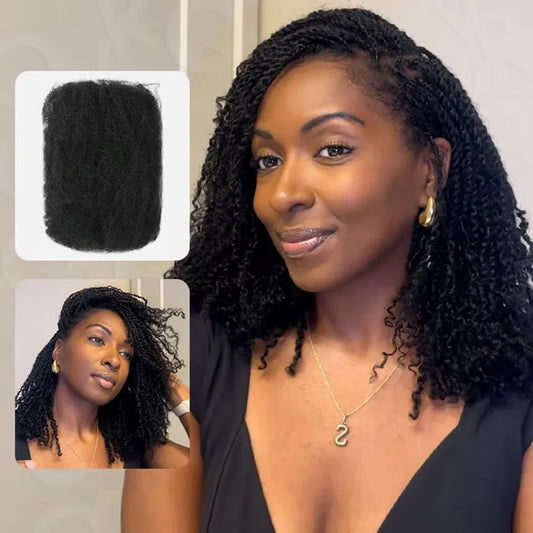Sleek Afro Kinky Bulk Human Hair Extensions US Local Shipping Natural Black/Brown Lightweight for Braiding Styling Everyday Wear