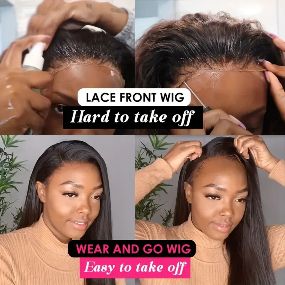 Kinky Straight Human Hair Wig For Women 13x4 Lace Front Wigs Human Hair Pre Plucked  Yaki Straight Brazilian Human Hair Wigs