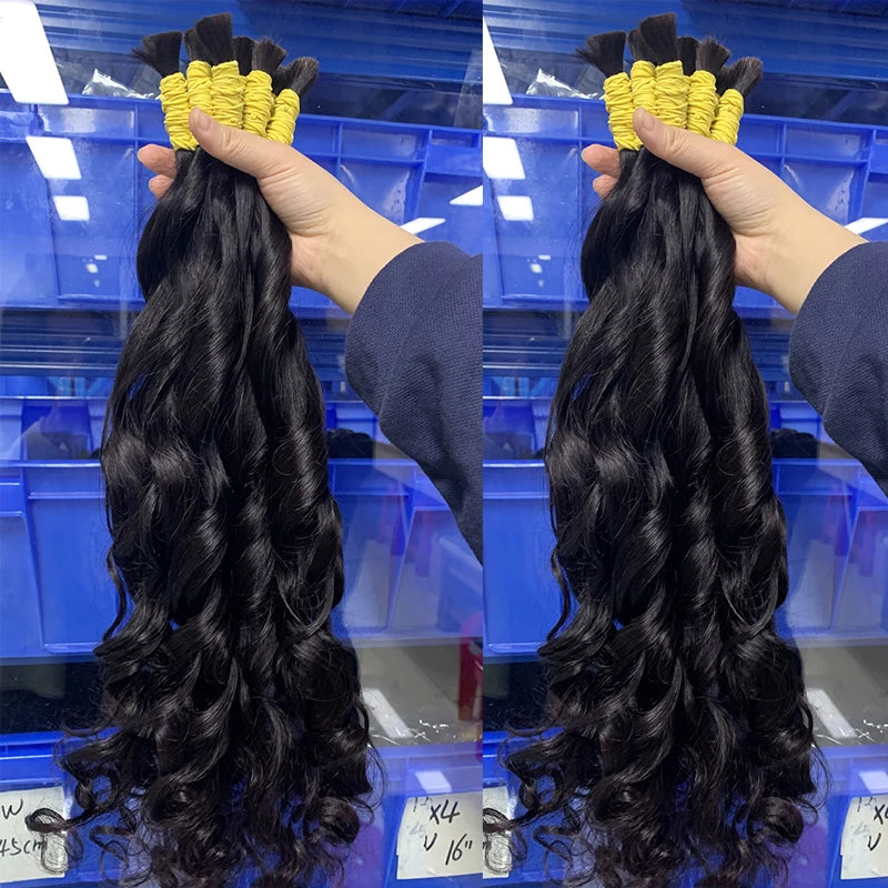 12A Raw Bulk Human Hair Deep Wave For Braiding Deep Wave Burmese Curly No Weft Brazilian Remy Hair Extensions Bundles 100 Grams