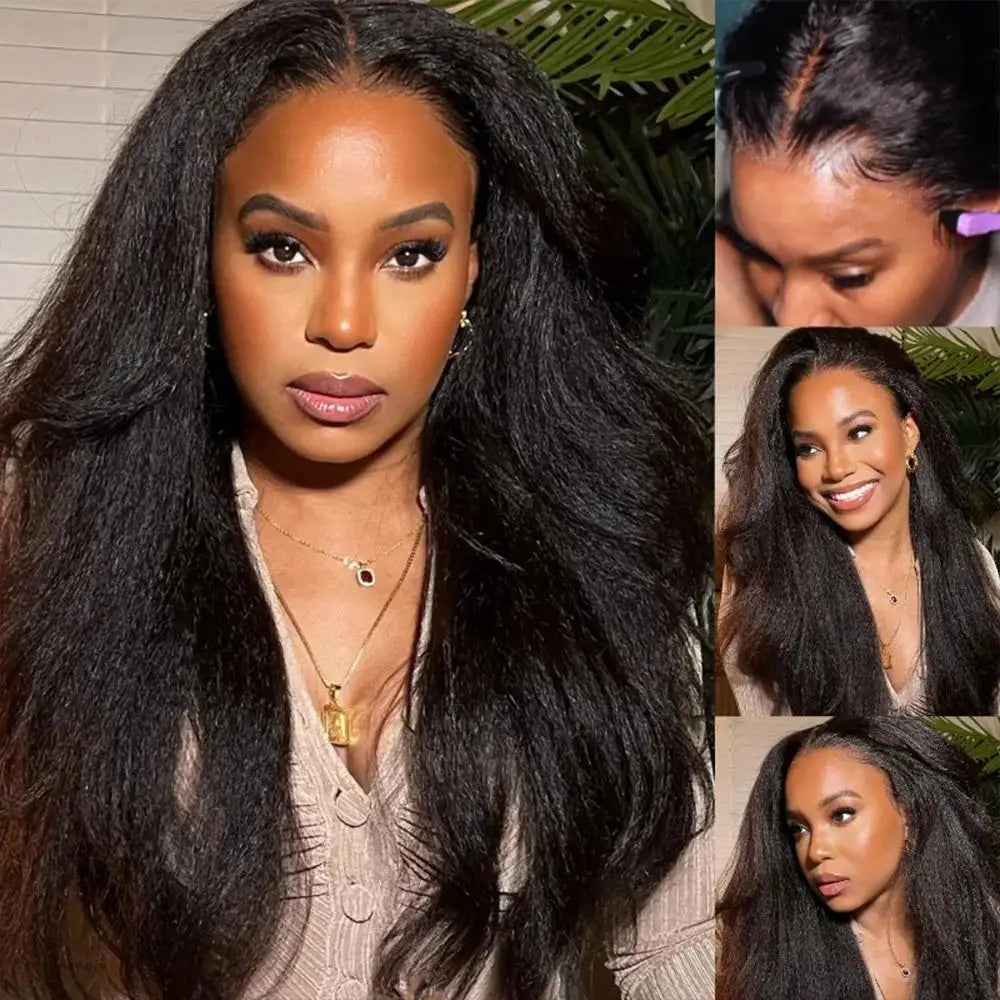 100% Burmese Human Hair Kinky Straight Wigs Transparent Lace 13x6 Lace Frontal Wigs Preplucked Hairline Lace Closure Wigs Cheap