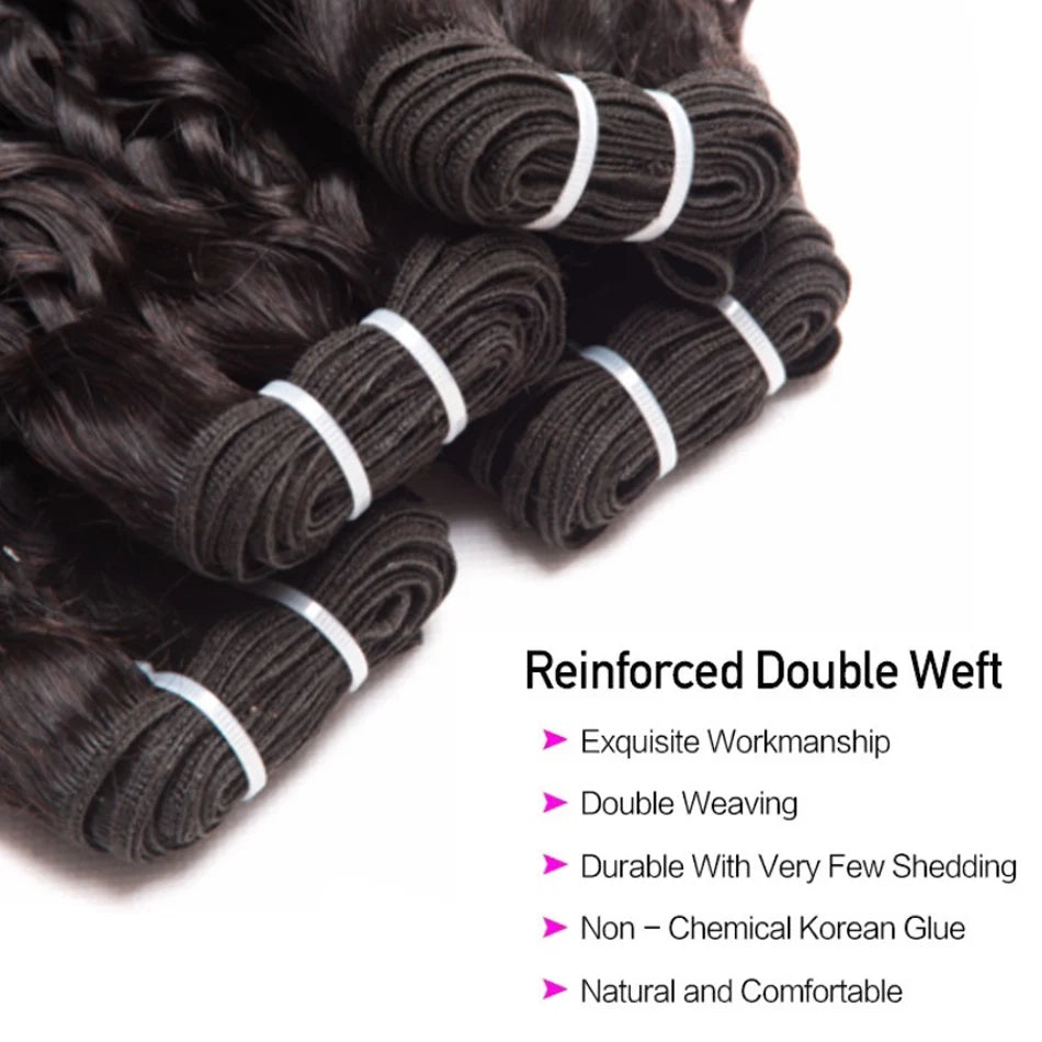 Peruvian Natural Wave Hair Weave Bundles 8-30Inch Virgin Tissage Human Hair Extensions 3Bundles Deal Unprocessed Wet and Wavy