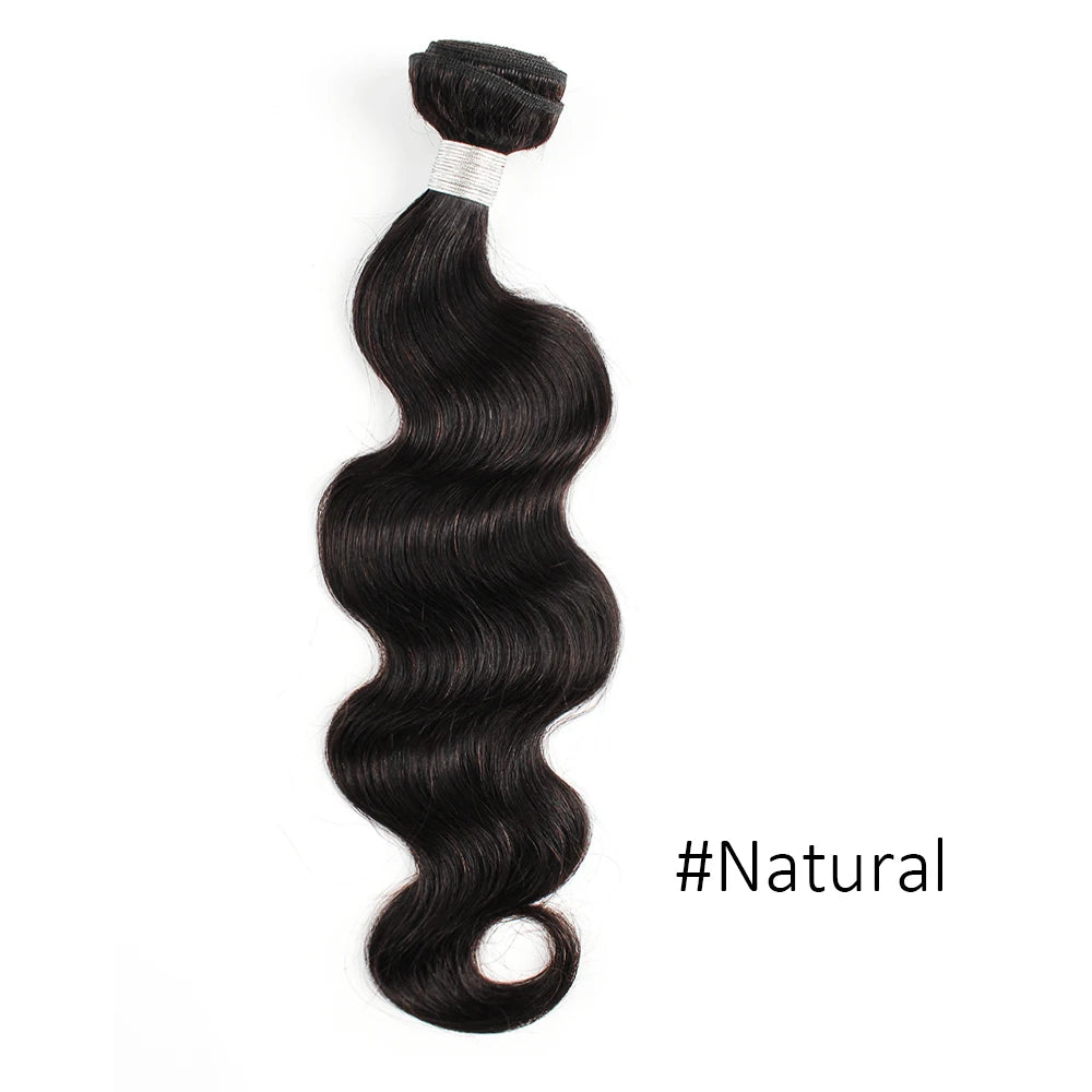 1 Bundle Black Brown Pure Colored 100% Human Hair Weave Bundles Extension 95(±5)gram Body Wave Style Remy Indian Hair Bobbi