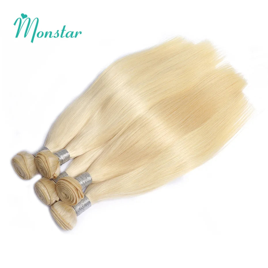 613 Blonde Colored 30 Inch Straight Human Hair Bundles Brazilian Hair Weave Bundles 100% Human Hair Bundles Remy Hair Extensions