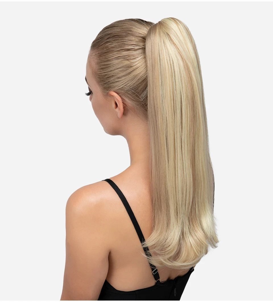 SARLA Premium Synthetic Claw Clip In Ponytail Hair Extensions Long Hairpiece Silky  Straight Fake Pigtail With Band For Women