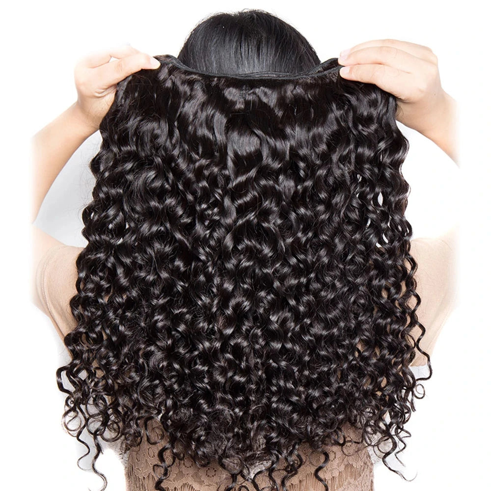 28 30 32 Inches Deep Wave Bundles With Frontal 13x4 HD Lace Brazilian Remy Hair Bundles for Black Women Lace Closure With Bundle