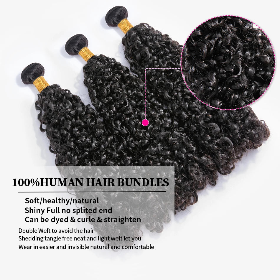 Real Brazilian Spiral Curly 10A Human Hair Bundles Deep Curly Remy Hair Weave Bundles Extensiones 3B-3C Hair Bundles No Tangle