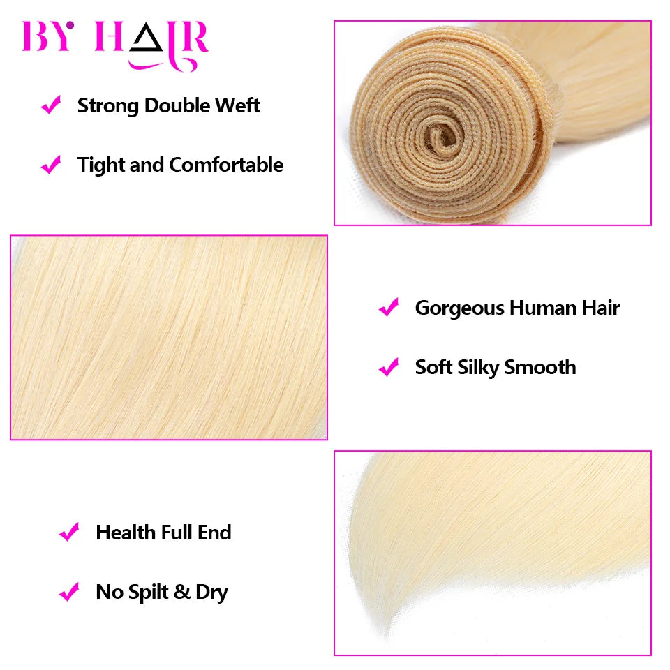 613 Blonde Human Hair Bundles 30 32 Inch Brazilian Remy Hair Weave Honey Blonde 1 3 4 Straight Bundles Wholesale Hair Extensions