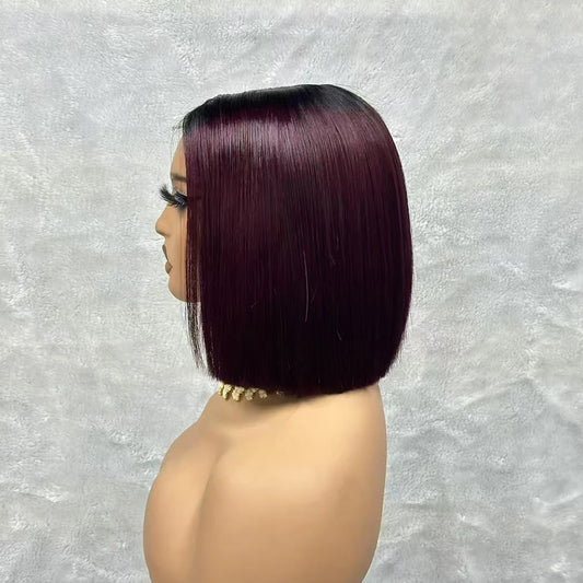 2x6 Vietnam Raw Bone Straight Bob Wig Human Hair 2x6 Lace Closure Bob Wigs T1B-99J Color Short Bob Glueless Wigs for Black Women