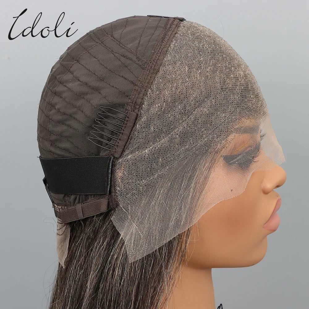 Salt and Pepper Grey Wigs Human Hair Bob Wig 13x4 Straight Lace Front Wigs Human Hair Natural Hairline Gray Human Hair Wig