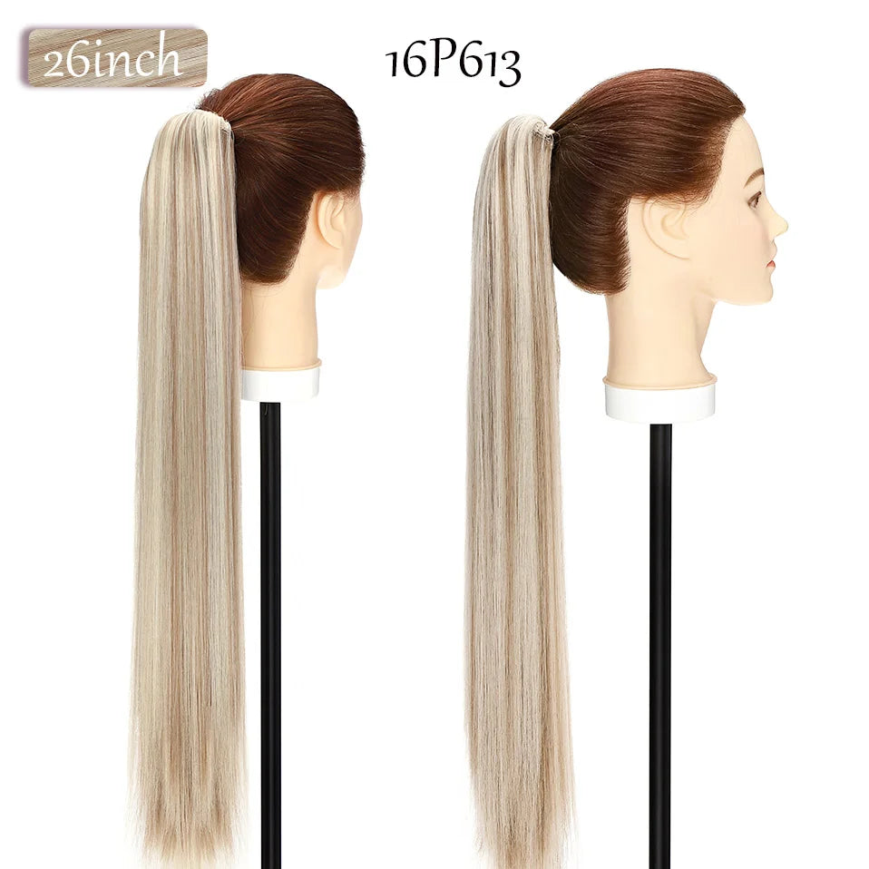 S-noilite Synthetic 18-26inch Claw Clip On Ponytail Hair Extension Ponytail Extension Hair For Women Pony Tail Hair Hairpiece