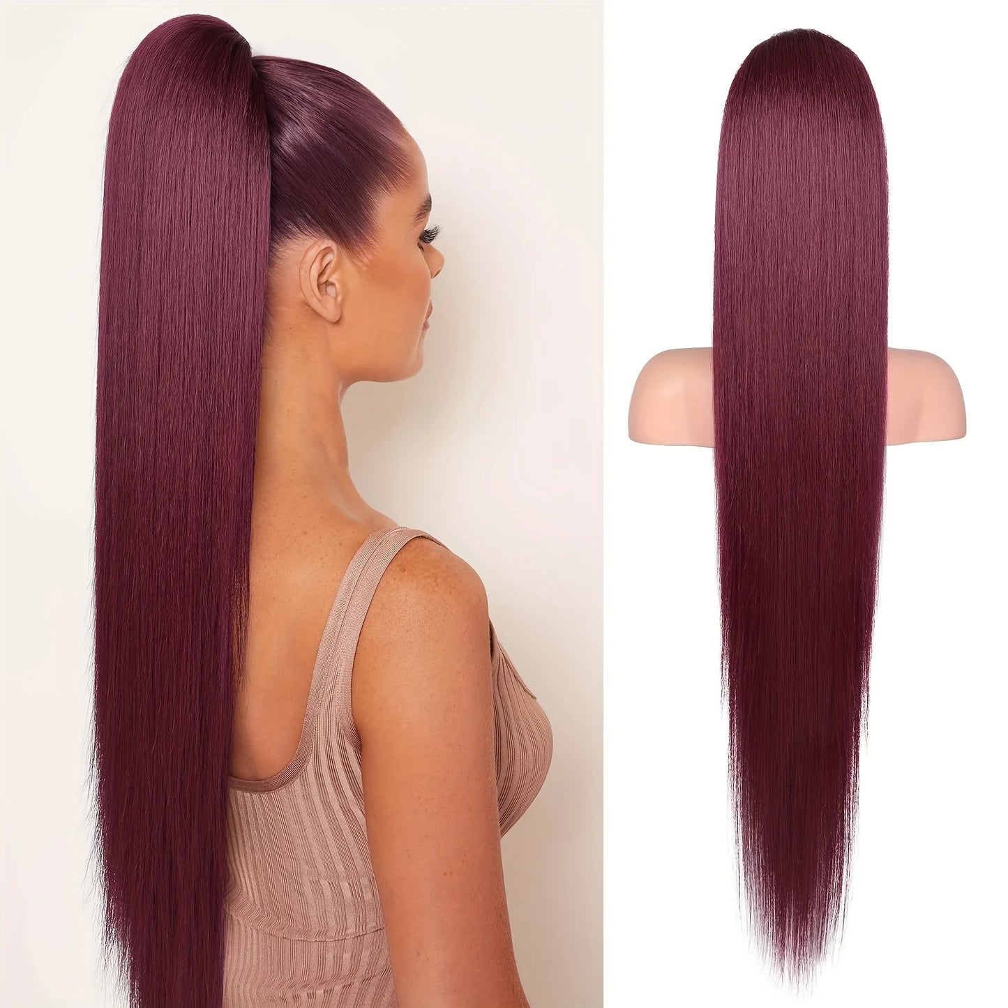 36 inch Long Ponytail Hair Extensions Drawstring Ponytail Synthetic Ponytail Soft Clip-In Hair Extensions Ponytail Women's