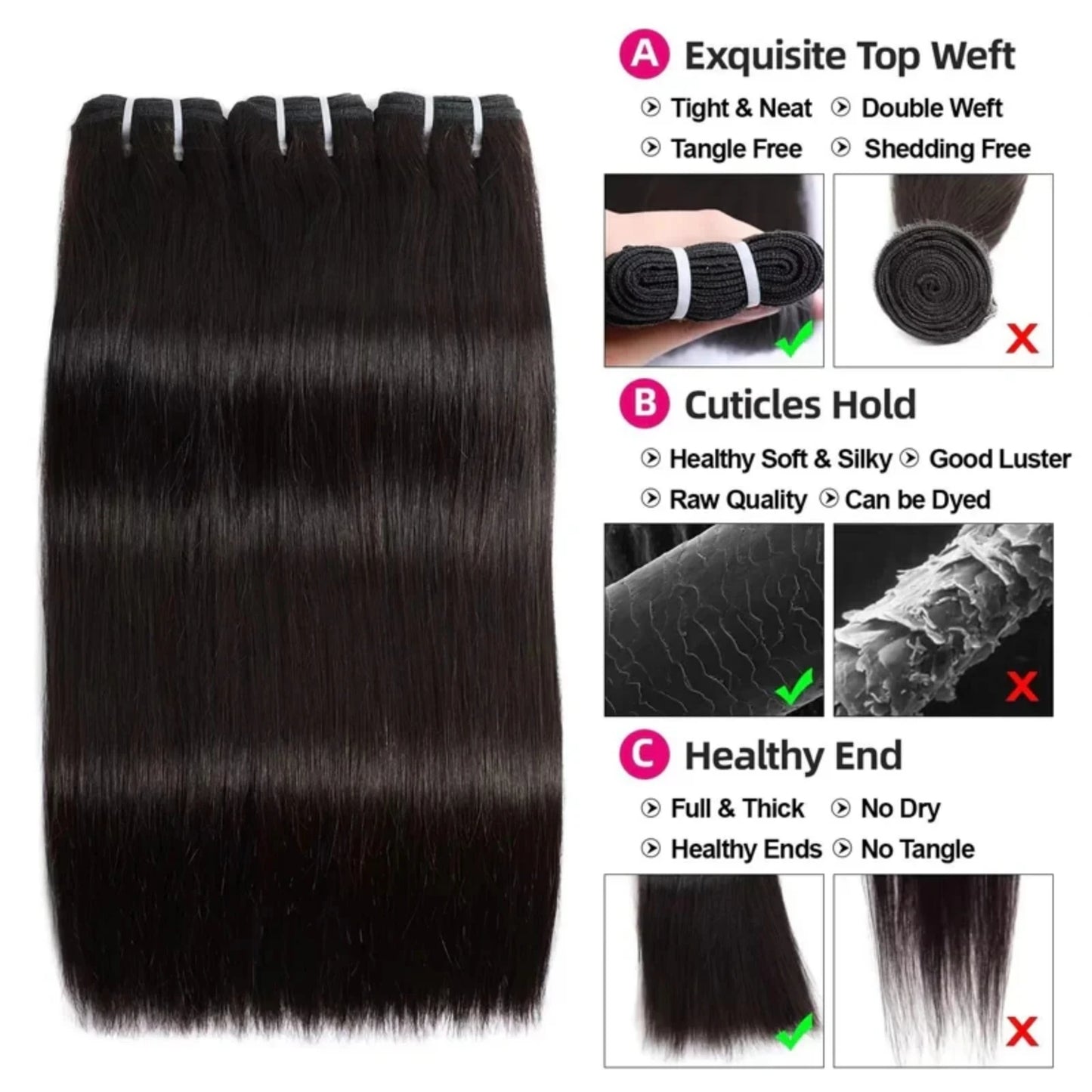 16A Double Drawn Bone Straight Raw Vietnamese Human Hair Bundles 24 26inch 100% Unprocessed Raw Virgin Hair Extensions for Women