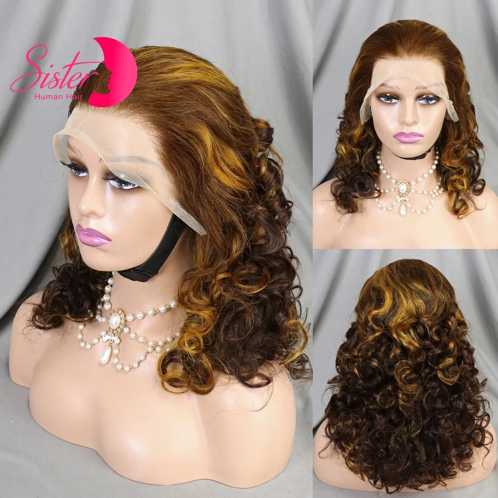 12A Double Drawn 350# Ginger Orange Spring Bouncy Curly Human Hair Wigs 13x4 Lace Frontal Curly Hair Wigs 250% Density for Women