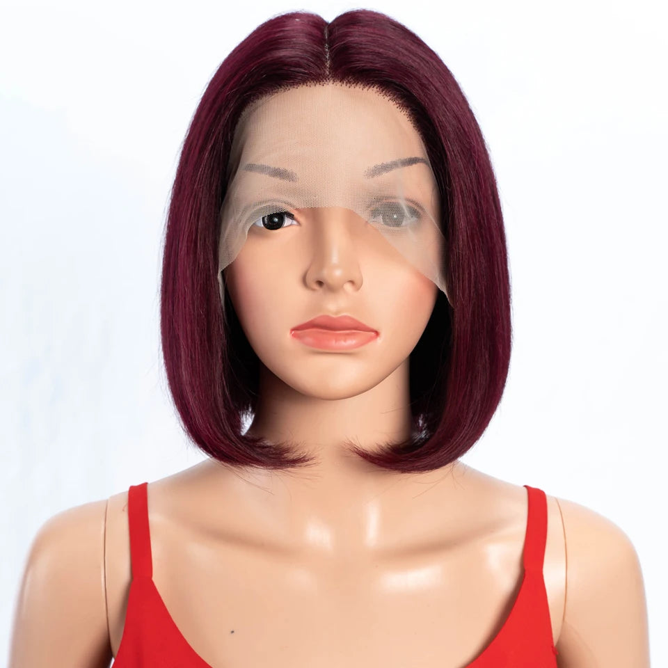 Lekker Highlight Blonde Short Straight Bob 13x6x1 Lace Front Human Hair Wigs For Women Brazilian Remy Hair Colored Glueless Wigs